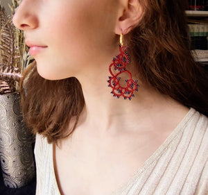 LUCK. Haute couture lace earrings.