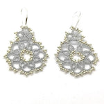 Load image into Gallery viewer, DREAM. Tatting lace earrings and glass stones. 
