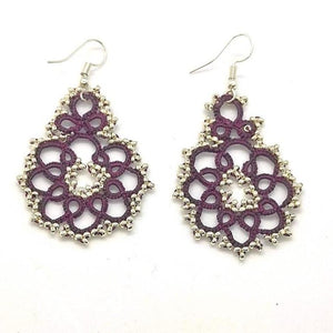 Boucles d'oreilles dentelle or blanc, technique Frivolite Occhi Boucles d'oreilles dentelle or blanc, technique Frivolite Occhi
