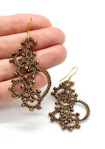 Boucles d'oreille haute couture AURA Pilar Navarro PARIS marronLorina Balteanu