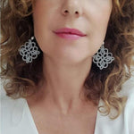 Load image into Gallery viewer, Boucles d&#39;oreilles haute couture PilarNavarro PARIS baroque argent lorina balteanu
