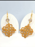Load image into Gallery viewer, Boucles d&#39;oreilles haute couture PilarNavarro PARIS baroque moutarde lorina balteanu
