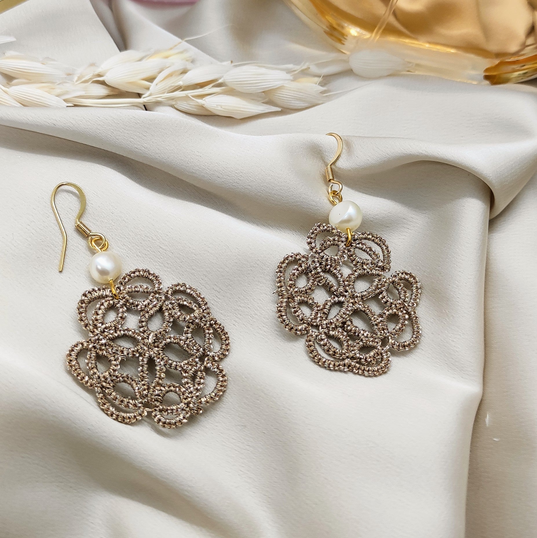 Boucles d'oreilles en Miyuki et Charl'stone Crystal Light Rose