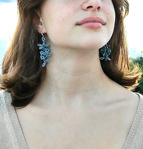 CASCADE. Haute couture earrings, made in tatting