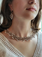 Load image into Gallery viewer, FAIRIES. Lace choker necklace in tatting and miyuki glasses.

