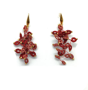 boucles d'oreilles artisanaux en dentelle et verres japonais Pilar Navarro PARIS