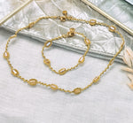 Load image into Gallery viewer, AUBE Bracelet in golden lace and faceted glass stones. Tatting.
