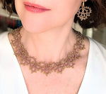 Load image into Gallery viewer, FAIRIES. Lace choker necklace in tatting and miyuki glasses.

