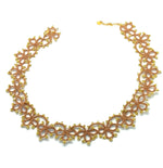 Load image into Gallery viewer, FAIRIES. Lace choker necklace in tatting and miyuki glasses.
