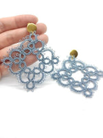 Load image into Gallery viewer, CELIA. Haute couture earrings, made in tatting.
