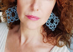 Cargar imagen en el visor de la galería, Pilar Navarro PARIS Boucles d&#39;oreilles haute couture CELIA en dentelle bleu boksandbaum.jpg
