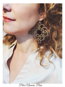 CELIA. Haute couture earrings, made in tatting.