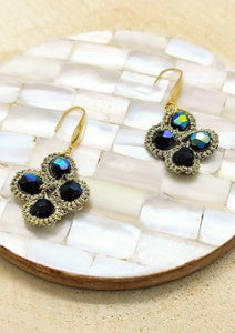 Pilar Navarro PARIS boucles d'oreilles  haute couture AUBE en dentelle et verre noir