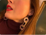 Charger l&#39;image dans la galerie, Pilar Navarro PARIS boucles d&#39;oreilles LAURA anneaux entrelacés crochet fil rose 
