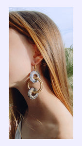 Pilar Navarro PARIS boucles d'oreilles LAURA anneaux entrelacés crochet fil bleues