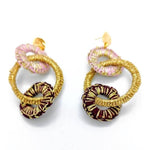Cargar imagen en el visor de la galería, Pilar Navarro PARIS boucles d&#39;oreilles LAURA anneaux entrelacés crochet rose
