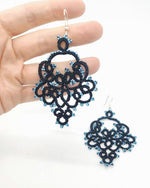 Load image into Gallery viewer, Pilar Navarro PARIS | boucles d&#39;oreilles LILIANA blue marine dentelle en frivolite et verres. lorina balteanu.jpg
