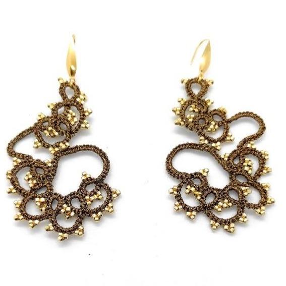 Pilar Navarro PARIS boucles d'oreilles de haute couture CHANCE marron 