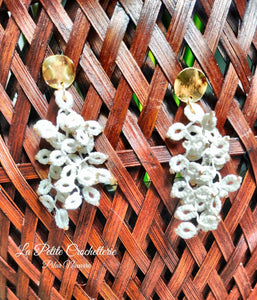 Pilar Navarro PARIS boucles d'oreilles haute couture CASCADE blanches