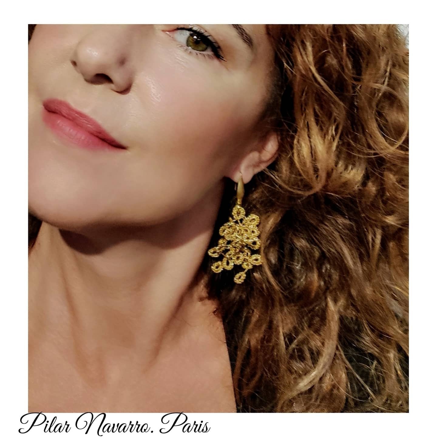 Pilar Navarro PARIS boucles d'oreilles haute couture CASCADE doré