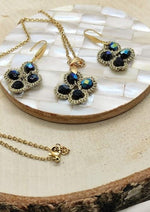 Load image into Gallery viewer, Pilar Navarro PARIS ensemble bijoux  haute couture AUBE en dentelle et verre noir 
