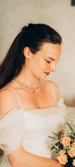 Load image into Gallery viewer, FAIRIES. Lace choker necklace in tatting and miyuki glasses.
