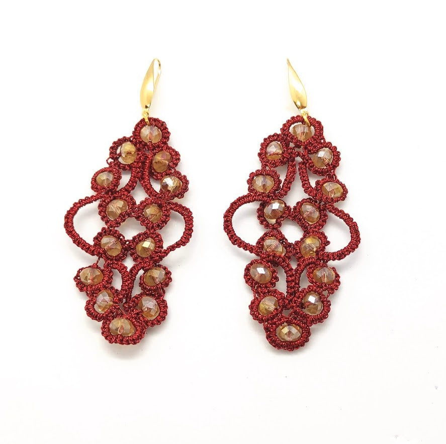 EVENING. Frivolity lace earrings and faceted glass stones.