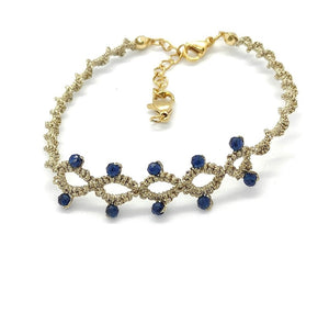 bracelet artisanal en dentelle de frivolité et perles fines pilar navarro paris SEVERINE