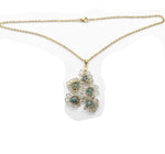 Charger l&#39;image dans la galerie, collier avec pierres fines aqua-marines serties en dentelle de frivolité. Mod. exclusif Pilar Navarro Paris
