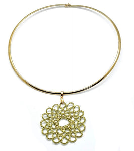 Collier ras de cou rigide tournesol doré Pilar Navarro PARIS