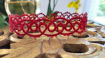 Load image into Gallery viewer, FAIRIES. Lace choker necklace in tatting and miyuki glasses.
