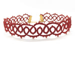 Load image into Gallery viewer, FAIRIES. Lace choker necklace in tatting and miyuki glasses.
